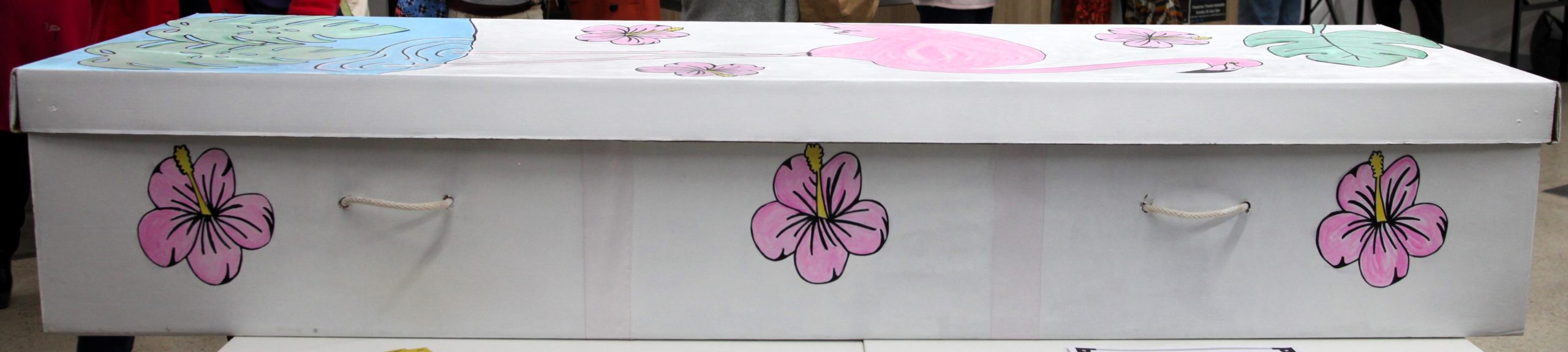 Side view of decorated eco coffin