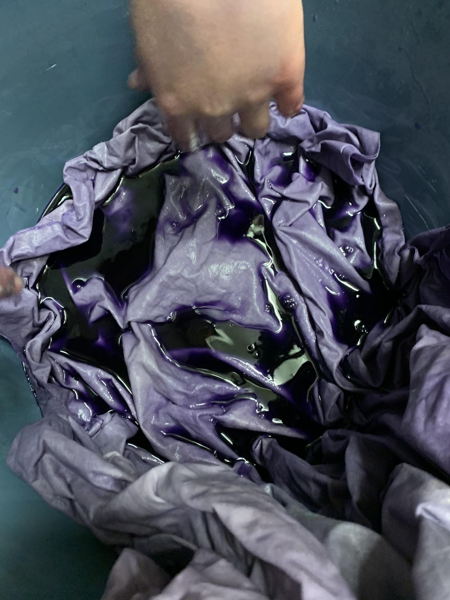 Dyeing the seeded calico in Australian black beans