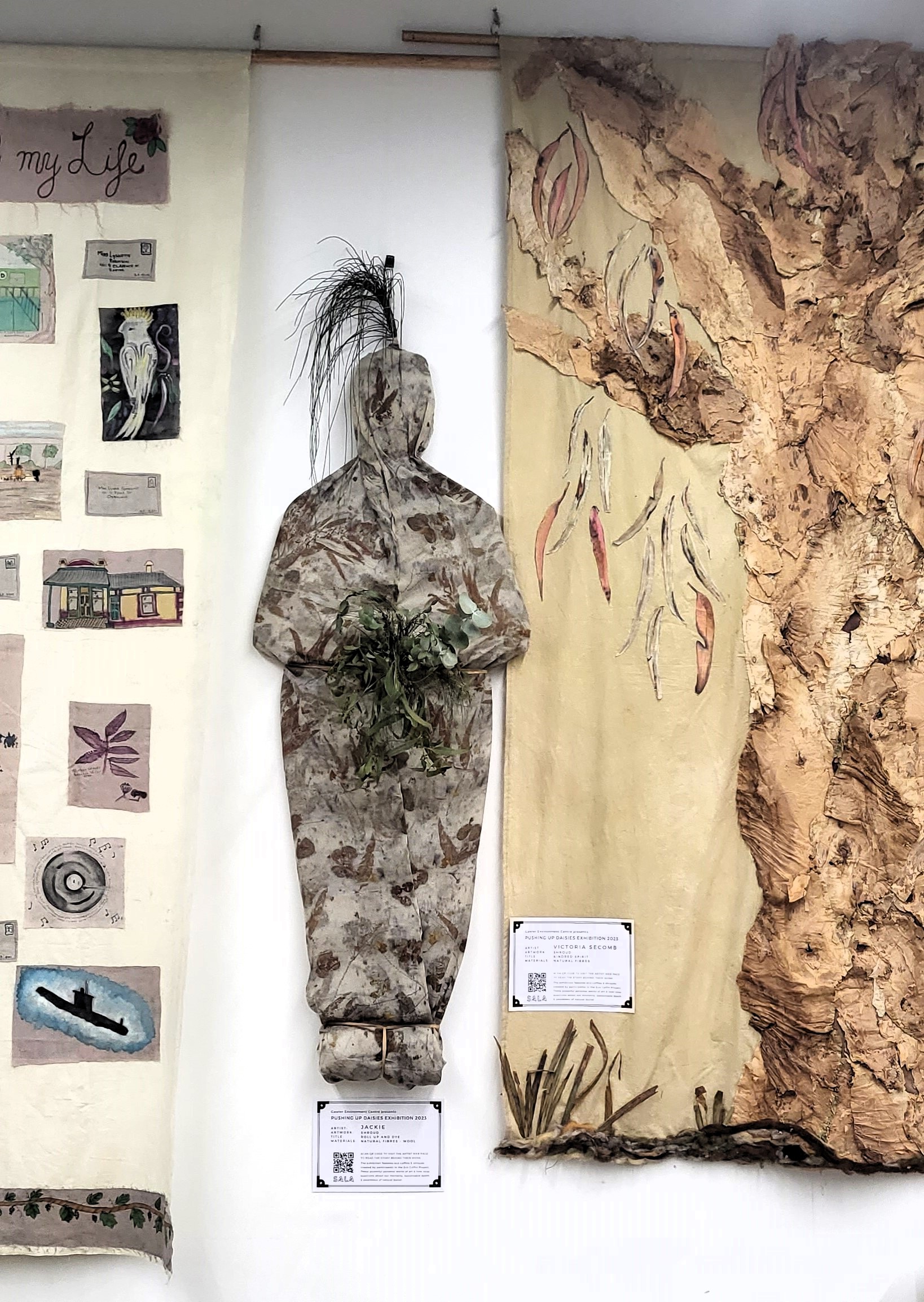 Shroud on display at Eco Coffin Project exhibition