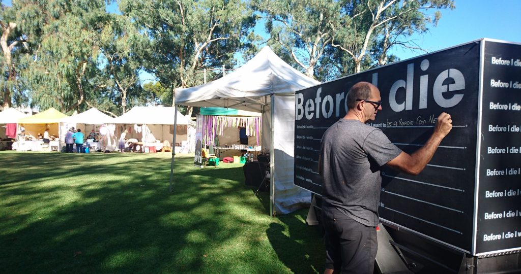 Before I Die mobile wall at the Artisan Fair Gawler SA