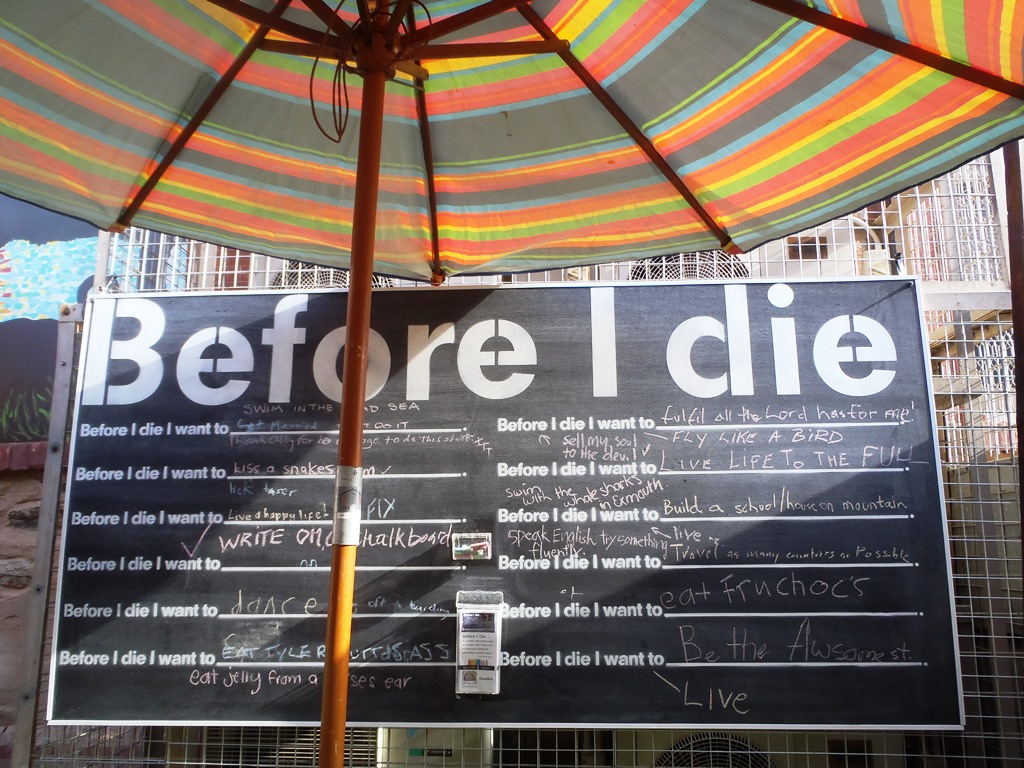 Before I Die wall at Gawler Fringe Festival in the pop-up laneway