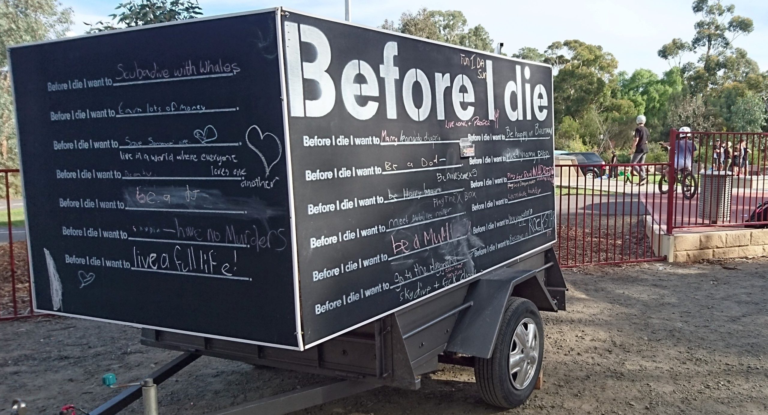 Mobile Before I Die Wall at Clonlea Park Gawler SA Skatepark for Youth Week