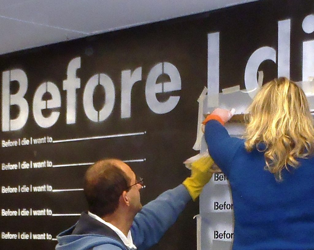 Creating the Before I Die wall in the Cafe in Gawler SA