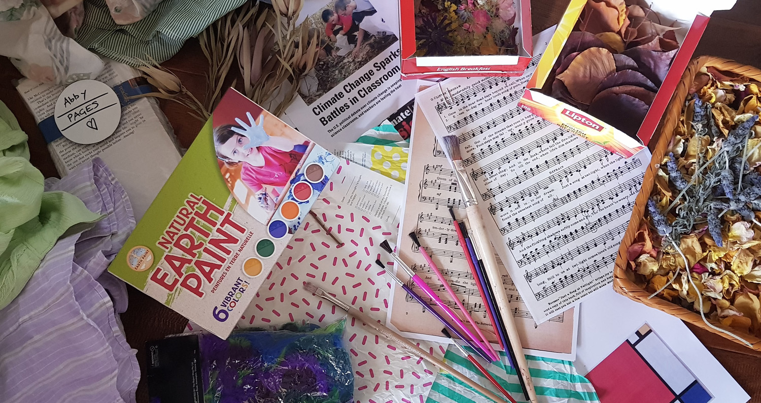 Craft supplies for the public to use to decorate the eco coffin during the Gawler Sustainable Living Festival