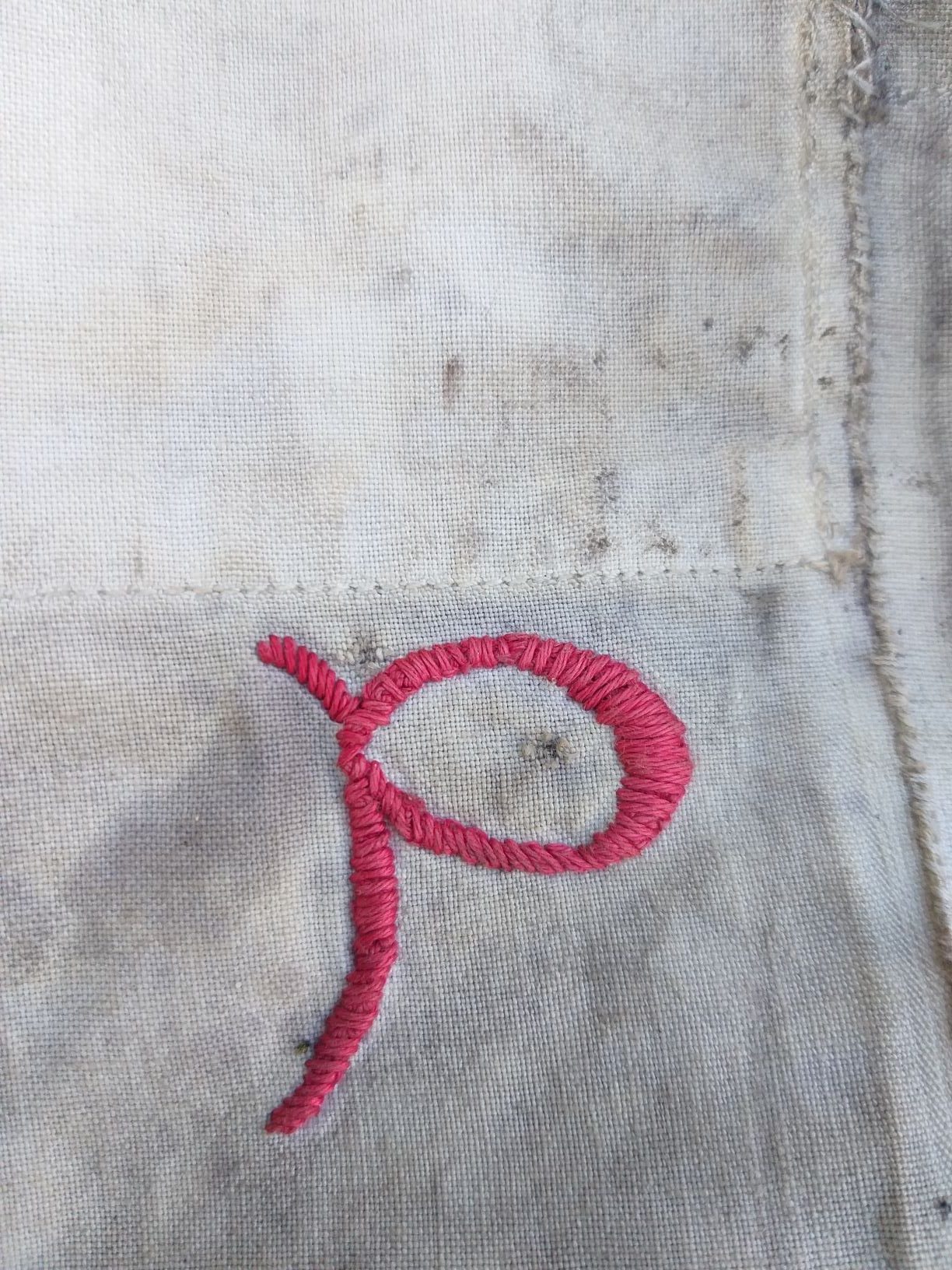 Vintage hand embroidery on family heirloom sheets